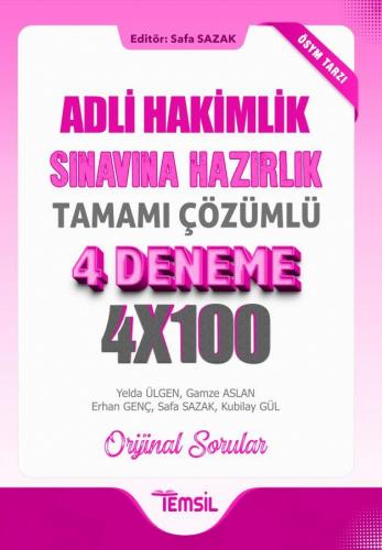 Adli Hakimlik Sınavına Hazırlık Tamamı Çözümlü 4 Deneme
